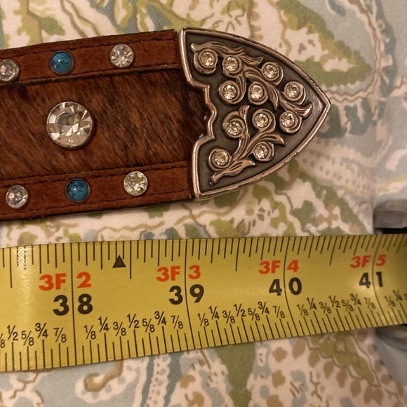 Justin’s 125 year Rhinestone Studded Animal Hair Belt  size 32 - Picture 9 of 10